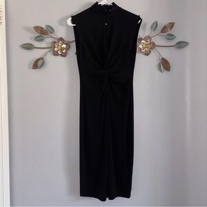 Calvin Klein Womens Black Mock Neck Twist Front Sleeveless Dress Size 4